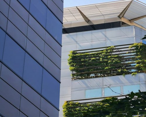 A neat architectural structure in Santiago showing modern urban environment panels